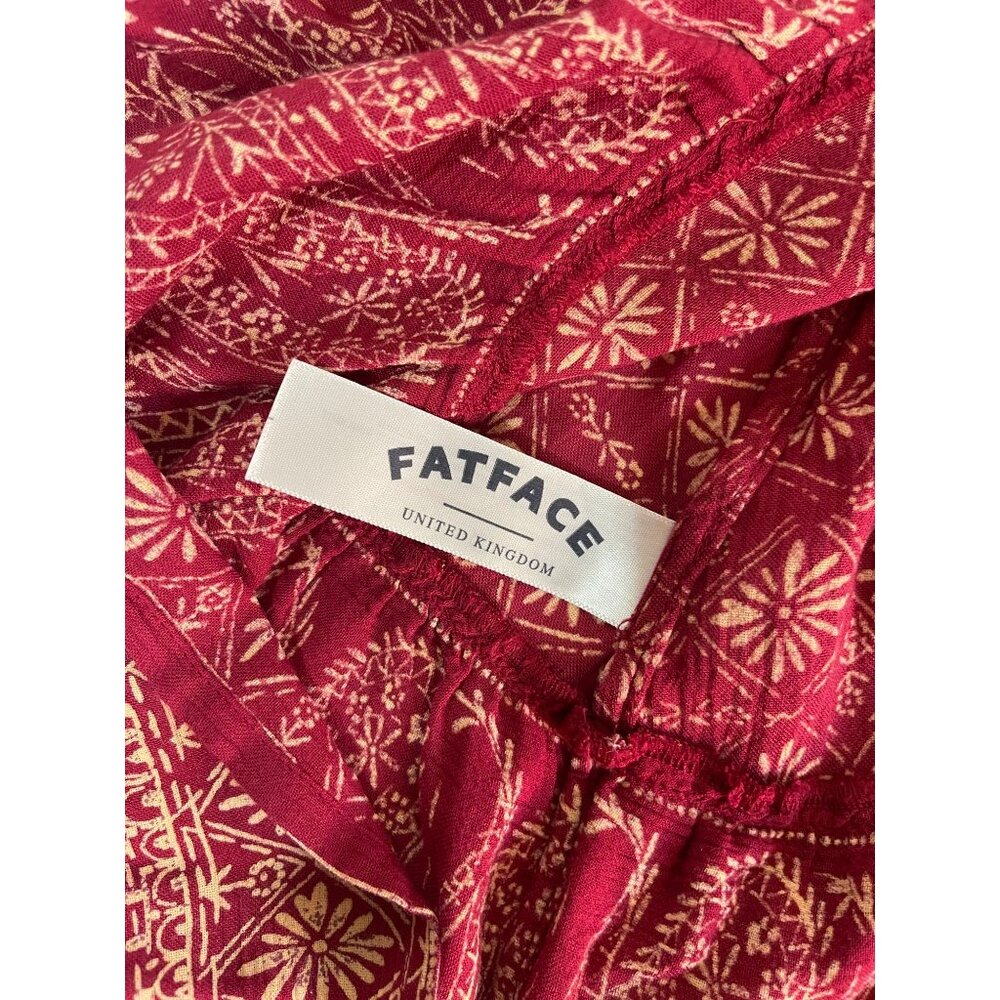 Fat Face Wrap Around Waist Gypsy Geo Print Dress Bottom Tier Burgundy Sleeveless - Picture 6 of 12